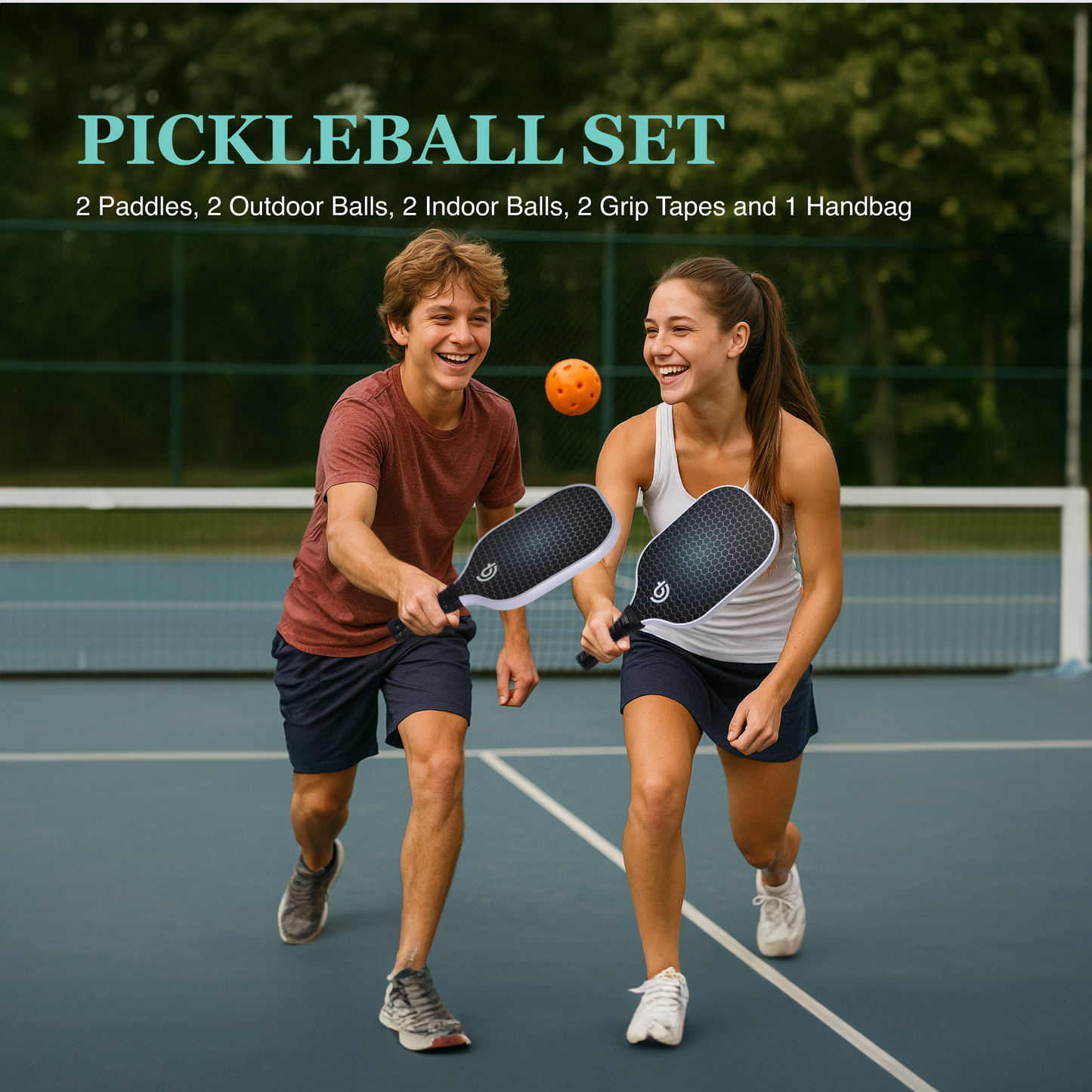 Pickleball Paddle Set – USAPA Approved Fiberglass Pickleball Paddles for Beginners & Adults | Lightweight Paddle Set with Honeycomb Core, 4 Balls & Carry Bag