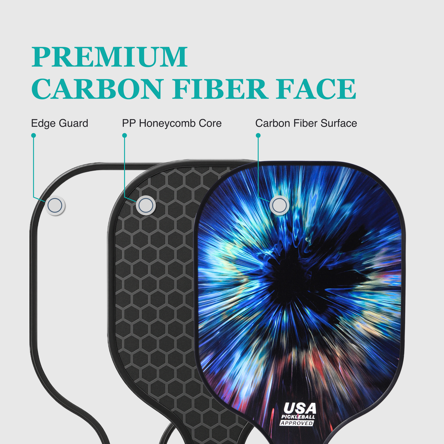 Pro Carbon Fiber Pickleball Paddle Set – USAPA Approved T300 Surface for Advanced Players | Lightweight, Spin-Friendly Paddles with Balls & Bag