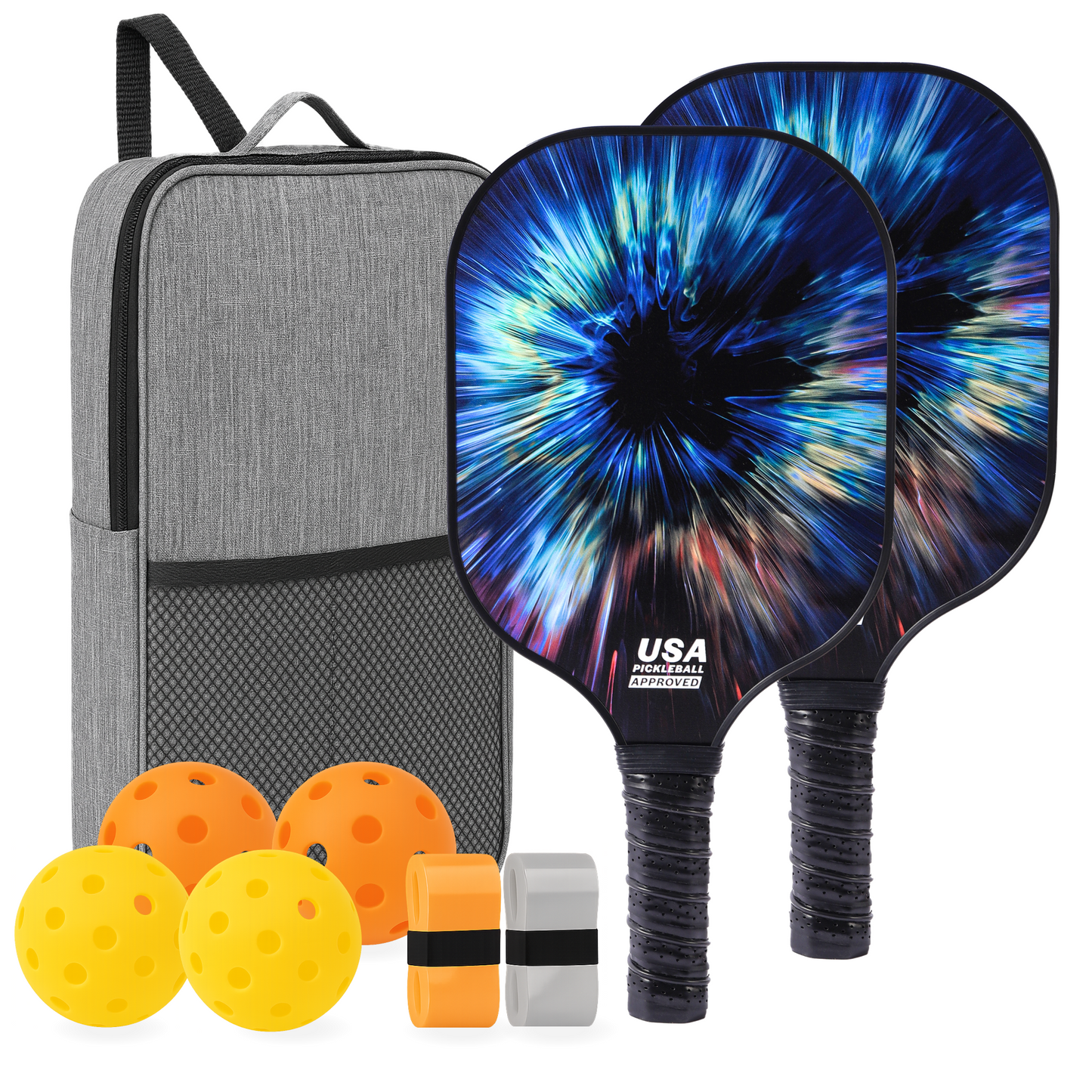 Pro Carbon Fiber Pickleball Paddle Set – USAPA Approved T300 Surface for Advanced Players | Lightweight, Spin-Friendly Paddles with Balls & Bag