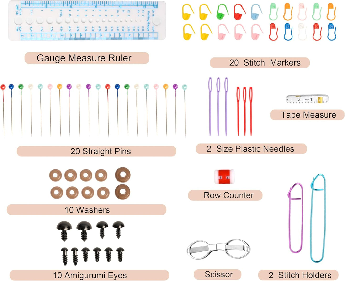 SHAXANO 95-Piece Crochet Hooks Kit with Case, Ergonomic Crochet Needles Weave Yarn Kits DIY Hand Knitting for Beginners & Experienced Crochet Lovers