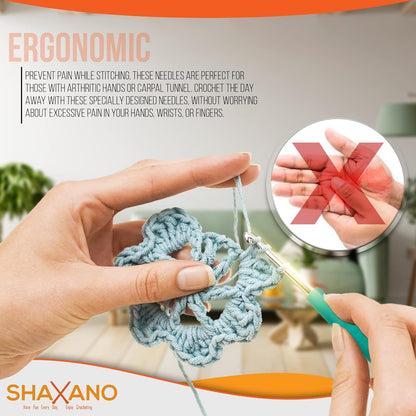 SHAXANO 95-Piece Crochet Hooks Kit with Case, Ergonomic Crochet Needles Weave Yarn Kits DIY Hand Knitting for Beginners & Experienced Crochet Lovers
