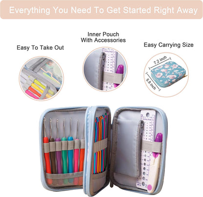 SHAXANO 86-Piece Crochet Hooks Kit with Case, Ergonomic Crochet Needles Weave Yarn Kits DIY Hand Knitting for Beginners & Experienced Crochet Lovers