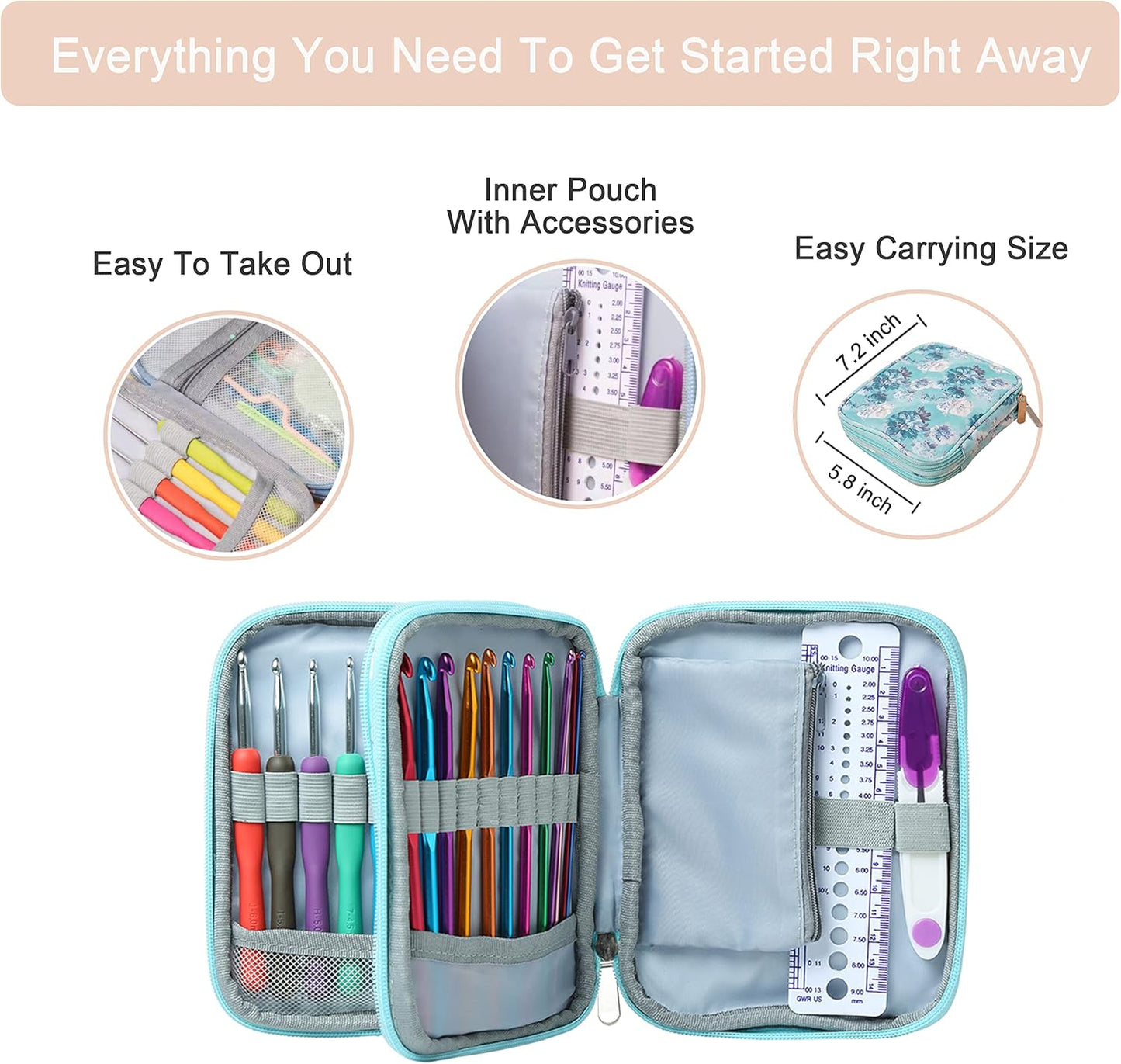 SHAXANO 86-Piece Crochet Hooks Kit with Case, Ergonomic Crochet Needles Weave Yarn Kits DIY Hand Knitting for Beginners & Experienced Crochet Lovers