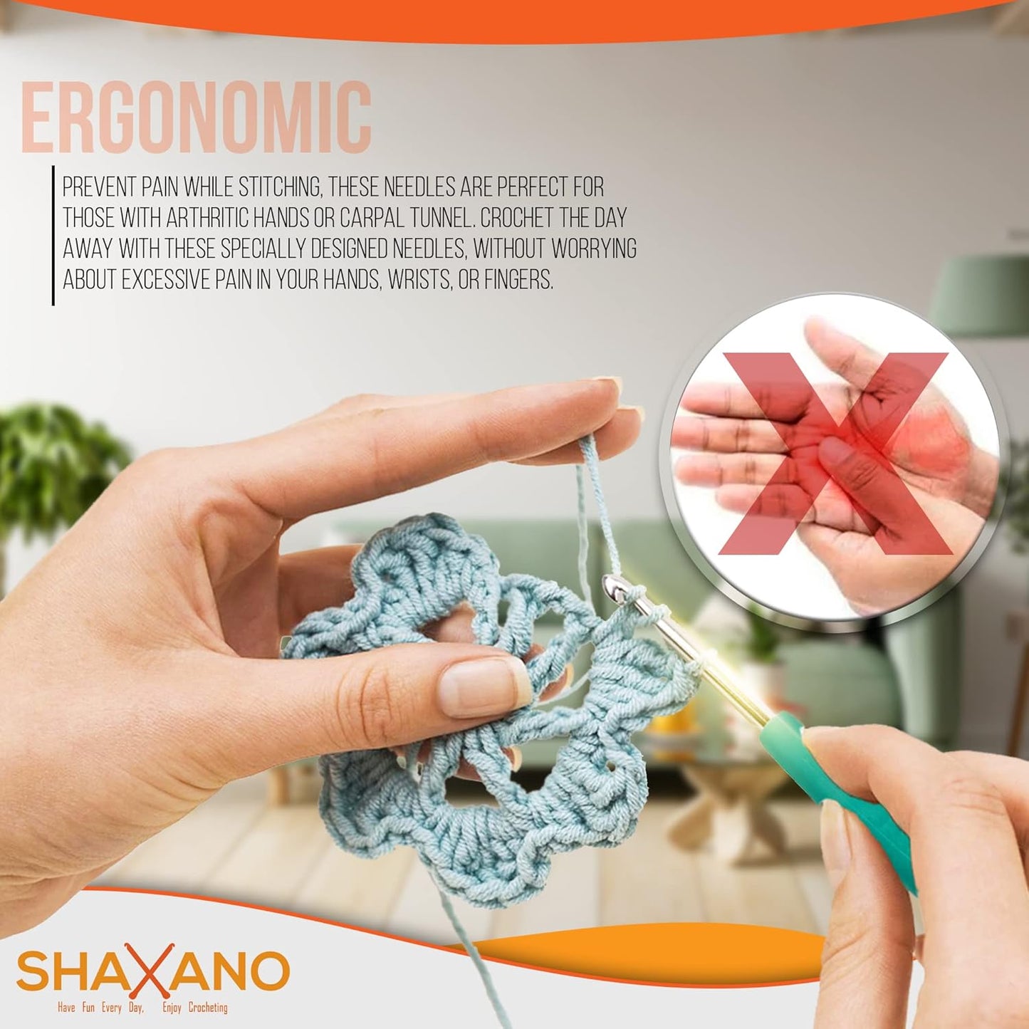 SHAXANO 86-Piece Crochet Hooks Kit with Case, Ergonomic Crochet Needles Weave Yarn Kits DIY Hand Knitting for Beginners & Experienced Crochet Lovers