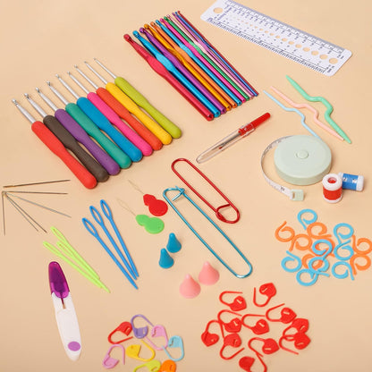 SHAXANO 86-Piece Crochet Hooks Kit with Case, Ergonomic Crochet Needles Weave Yarn Kits DIY Hand Knitting for Beginners & Experienced Crochet Lovers
