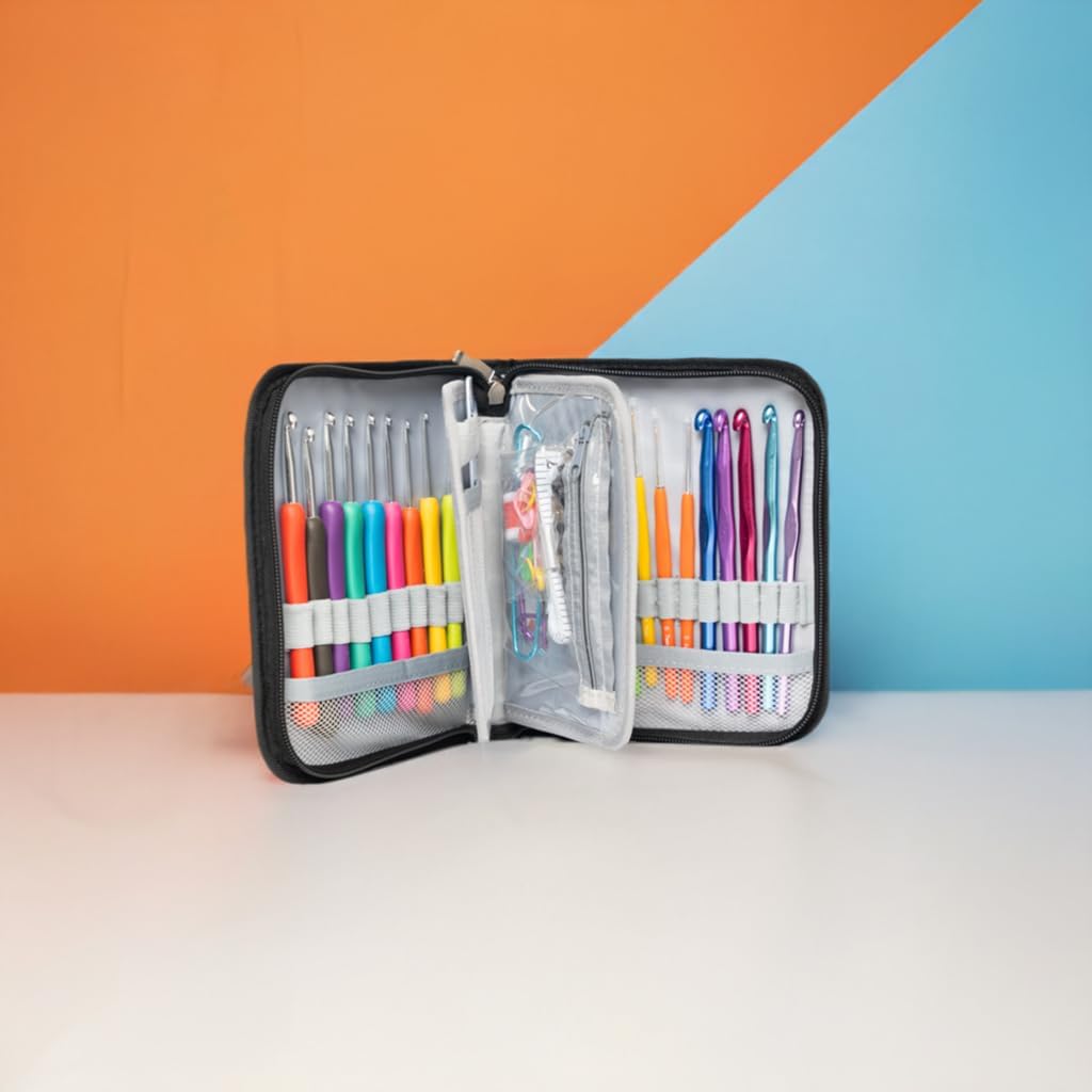 SHAXANO 95-Piece Crochet Hooks Kit with Case, Ergonomic Crochet Needles Weave Yarn Kits DIY Hand Knitting for Beginners & Experienced Crochet Lovers