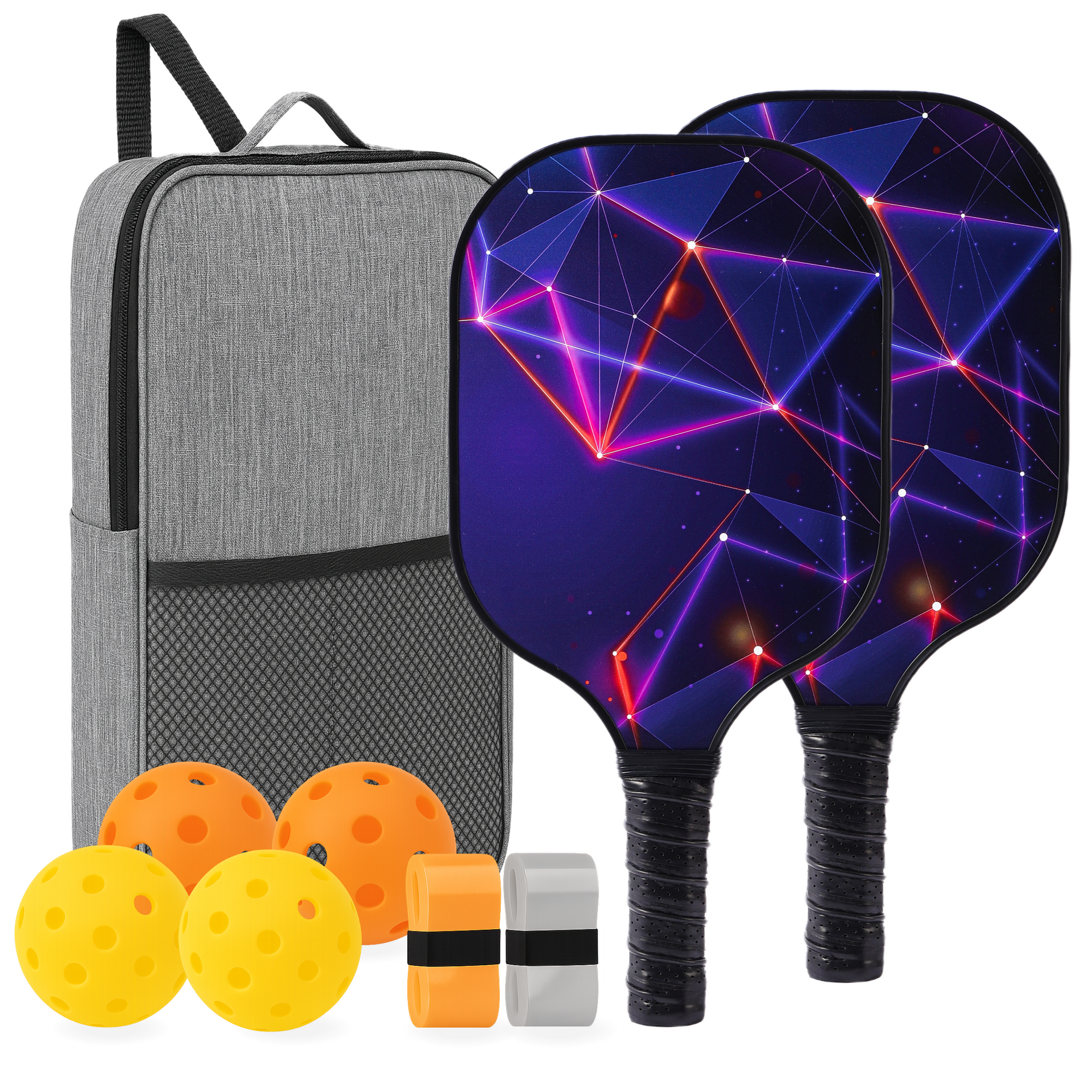Ensemble de Paddles de Pickleball avec 2 Rackets 1 Sac à cordon 2 Bracelets de poignet 4 Balles